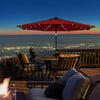 Mondeer 2.7M/3M Garden Parasol Umbrella Round Sun Shade Crank Tilt Red/Beige