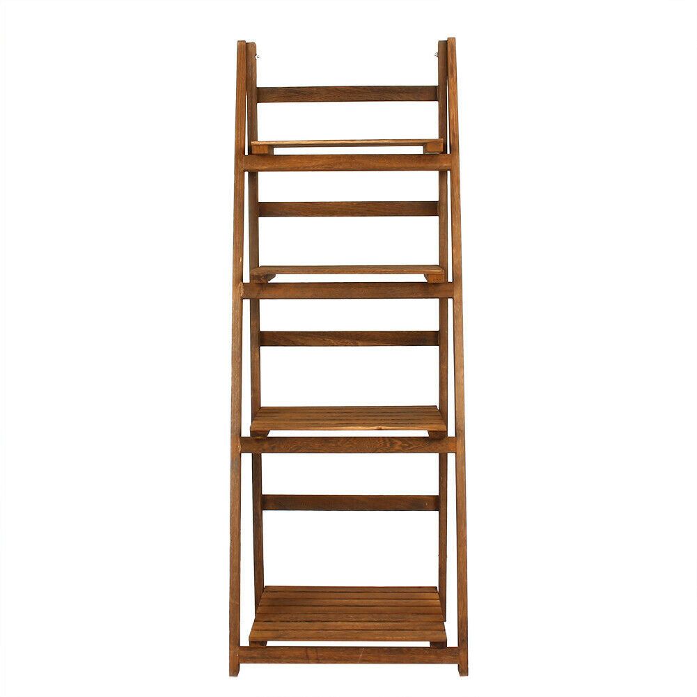 4 Tier Folding Wooden Ladder Book Shelf Stand Plant Flower Display Shelving Rack