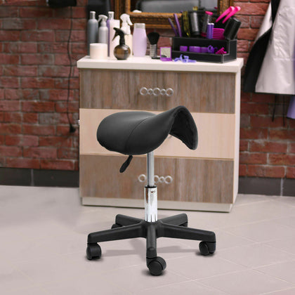 HOMCOM Saddle Massage Stool Beauty Salon Manicure Tattoo Swivel Chair