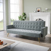 3 Seater Grey Sofa Bed Luxury Velvet Nonwovens New Foam Contrast Gold Metal Legs