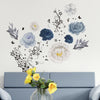 Large Magnolia Roses Spring Flower Art Floral Wall Sticker Decals Self Adhesive