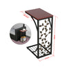 C Shaped Side Table Snack Coffee End Table for Living Room, Slides Up to Sofa