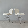 Pair of 2 Computer Desk Chair Faux Leather Fabric Padded Dining Chairs Metal Leg
