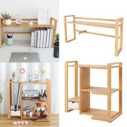 Corner Desktop Bookshelf Stand Display Shelf Rack Bookcase Home Office Organizer