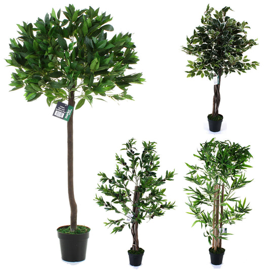 Large Artificial Tree Indoor Outdoor Home House Plant Bamboo Olive Banyan 120cm