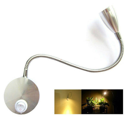 Flexible Arm Gooseneck LED Switch Wall Light Reading Light Bedroom Decor office