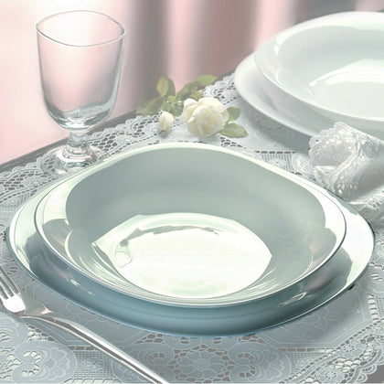 Bormioli Parma 18pc Square Dinner Service Set Opal Glass Dinnerware Dining Plate