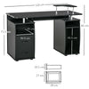 Black Wooden Desk with Drawers PC Workstation Office Computer with Keyboard Tray