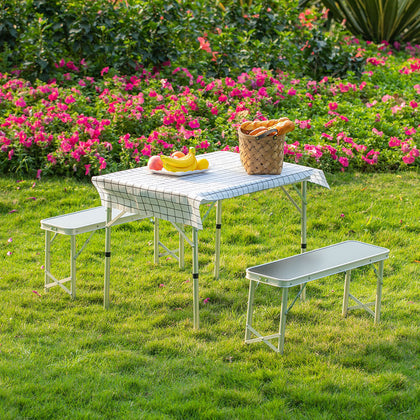 Camping Table 4 Seater Chair Bench Foldable Outdoor for Garden BBQ Party