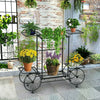 Black Metal Outdoor Indoor Plant Stand Multiple Tiered Plant Cart House Decorati