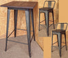 TOLIX TARNISHED METAL BAR STOOL TABLE SET WOOD SEAT RETRO BISTRO CAFE RESTAURANT