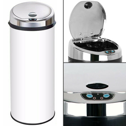 Inmotion White Stainless Steel Auto Sensor Kitchen Waste Dust Bin 30L, 42L, 50L