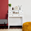 Dressing Table Wood Vanity Makeup Desk with 4 Storage Drawers and Shelves White