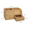 Bamboo Desk Stationary Make up Tools Tidy Pen Mobile Business Card Storage,Small