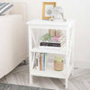 White Bedside Table Wooden Nightstand Lamp Table with 2 Shelves Sofa Side Table