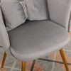 Velvet Upholstered Accent Chair Wing Back Armchair with Pilow & Metal Legs Grey