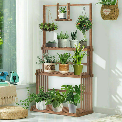 Large Wooden Flower Plant Stand Tall Hanging Shelf Planter Bonsai Display Rack