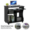 Wood Computer Desk Workstation Study PC Table Home Office Furniture with Wheels