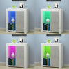 Modern Grey & White Cabinet Cupboard High Gloss 1 Door Glass Shelves LED Light