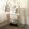 Mirrored Glass Furniture Bedside Table Cabinet 3 Drawers Bedroom NightStand uk