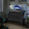 Z Shaped Gaming Desk 7 Color LED Racing Table with Headphone Hook Home Office