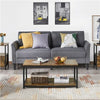 Industrial Wood Coffee Table with Storage Shelf and Metal Frame for Living Room