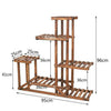 Rustic 6 Tier Wooden Step Shelf Plant Stand Flower Shelving Unit Garden Lawn Hal