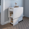 Mondeer Mobile Drop Leaf Folding Dining Table 1 Drawer 2 Storage Shelves White