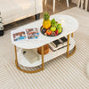Modern Faux Marble Coffee Table 2-Tier Rectangular Chic Cocktail Accent Table