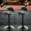 Set of 2 Bar Stools Leather Swivel Gas Lift Chair Kitchen Breakfast Pub Black