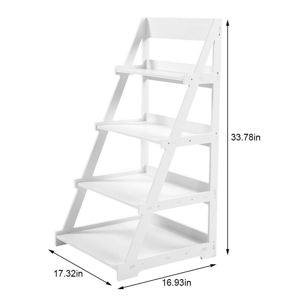 4 Tier Wooden Ladder Shelf Book Shelves Display Unit Free Standing UK Seller