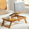 64cm Bamboo Wood Serving Breakfast Lap Tray Table Mate Bed Tray With Folding Leg