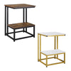 Side Table Doule Layer End Table Modern Coffee Table w/ Steel Frame