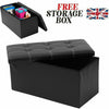 Large Leather Folding Storage Ottoman Pouffe Double Seat Foot Stool Storage Box
