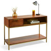 Spinningfield Console Table | Solid Mango Wood Hall Table w/ Brass Accents