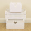 Set of White Wooden Slatted Apple Crates 3 x Home Storage/Display Hamper Boxes