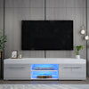 135cm Grey & White TV Unit Cabinet Stand High Gloss 2 Drawers LED Light Storage