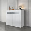 White LED Sideboard Cabinet High Gloss Cupboard Storage Furniture 2 Doors