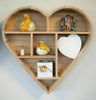 Wooden Heart Shaped Floating Wall Shelf Natural Hanging Display Unit Storage