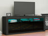 Modern TV Unit Cabinet Stand - Black Matt Body & High Gloss Doors RGB LED Light