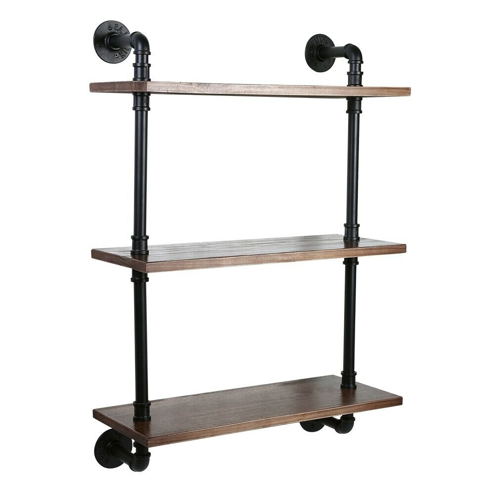 3 Tier Industrial Bookshelf Wall Shelf Display Storage Plant Shelving Holder NEW