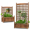 Wooden Garden Planter Plant Flowerpot Box With Trellis Support Patio Lattice 30"