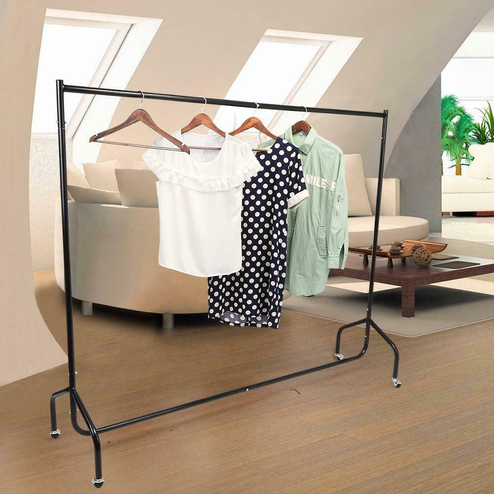 6 ft Rolling Clothes Rail Rack Garment Dress Hanging Stand Storage Hanger Shelf