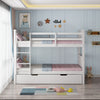 OLIVER WHITE WOODEN BUNK BED WITH TRUNDLE SINGLE