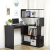 Mondeer L Shaped Computer Desk Corner Desk 360 Degree Rotatable Shelve Black