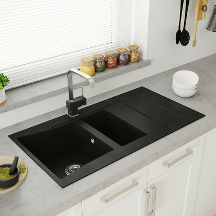 Astini Xeron 1.5 Bowl Black SMC Synthetic Reversible Kitchen Sink & Waste