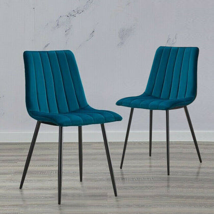 2X Retro Velvet Dining Chairs Padded Seat Office Chairs Dining Room Kitchen
