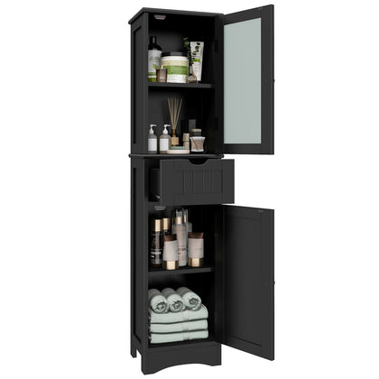 Bathroom Tall Cabinet Slim Freestanding Storage Organizer Cupboard 2 Doors