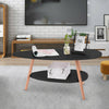 Wood Oval Coffee Table Living Room MDF Sofa Side Table Desk With Storage Shelf