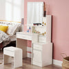 Dressing Table Stool Bedroom Vanity Set Makeup Desk W/ Mirror & 3 Drawers 1 Door
